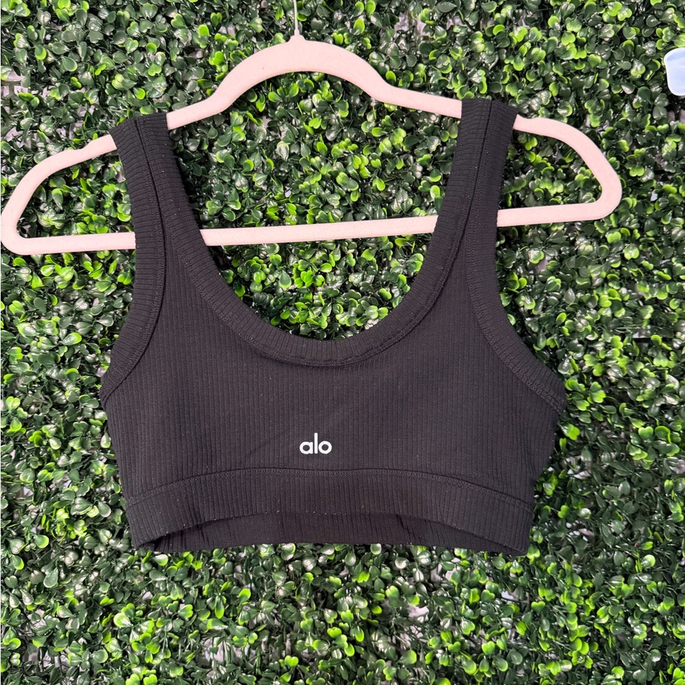 Alo Yoga Black Ribbed Wellness Bra